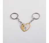 Heart-shaped Patchwork Love Cat Keychain Pendant Couple Key Chain Pendant Jewelry European and American Stainless Steel Keychain