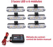 3 LED Car Front Grille Strobe Police Lights Flash Warning Lamp Red Blue Yellow Rescue Vehicle Emergency Flasher Signal Lighting