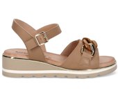 Sandalia para mujer Sangiorgio en cuero de nogal con cuña baja cómoda 2000_Bot