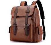 2023 Men Backpack PU Leather Bagpack Large Laptop Backpacks Male Mochilas Black Schoolbag For Teenagers Boys Brown Sac A Dos