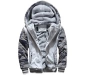 Chaqueta De Fleece Para Hombres Camuflaje Cremallera Y Capucha Abrigo Invernal Manga Larga Casual Streetwear