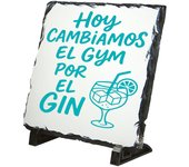 MERCHANDMANIA Placa pizarra frase graciosa hoy cambiamos el gyn por el gin portafotos portafoto