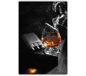 Fashion Bar Restaurant Wall Art Wine Glass Canvas Painting Whisky Bottle Cigar Aesthetic Poster for Living Room Home Decor