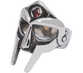 Fashion Vintage MF DOOM Mask Rings with Red Stone Punk Hip Hop Stainless Steel Skull Ring for Men Women Ewelry Gift Wholesale