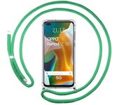 Tumundosmartphone Funda Colgante Transparente para Oppo Reno 4Z 5G con Cordon Verde Agua