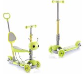InnovaGoods® Patinete niño Scuvol, Patinete multiposicion Ajustable, Patinete niño 3 años. Patinete niña con Asiento y Respaldo Ajustables, 3 Ruedas LED (120mm), Cesta, reposapiés, Mango y Freno.
