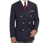 High Quality Double Breasted Coat Navy Blue Men Suits Blazer Casual Business Wedding Coat Best Man Suit Peak Lapel Jacket