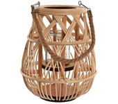 Dcasa Farol portavela de rattan natural de Ø 23x23x29 cm