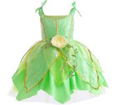 Girls Tinker Bell Costume Halloween Costume for Kids Green Tinkerbell Fancy Dress Fairy Princess Cosplay Carnival Party 2-10Y
