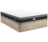 Vente-unique - Conjunto de canapé abatible de 160 x 200 cm natural claro + colchón híbrido de muelles ensacados 7 zonas y memoria de forma de 25 cm - AMARANTE de NATUREA