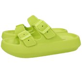 Sandalias marca B&W para niña en color limón. Chanclas de pala para niñas, con hebillas ajustables en color limón, chanclas de piscina para niñas