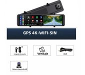 Dash Cam 4K 12Inch3840*2160P Car Mirror Video Recording Carplay & Android Auto Wireless Connection 5G WiFi GPS Navigation FM AUX