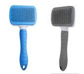 DS DALARES Pack de 2 Cepillos Perros y Gatos (Azul y Gris), Cepillo Autolimpiable  para Mascotas - Eficiente y Confortable, Pelaje Suave y Brillante, Aseo Perfecto y Cómodo que Encantará a sus Peludos Compañeros, el cepillo de gatos  autolimpiable