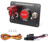 3 Gang True Carbon Fiber 12V LED Lgnition Switch Panel Car Modification Racing Universal Car Engine Start Push Button
