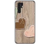 Tumundosmartphone Funda Gel Tpu para Huawei P30 Pro diseño Corazones Madera Dibujos
