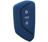 AUTOZOCO Funda Silicona Mando Llave del Coche 3 Botones, Protector Carcasa Llave Coche, Compatible con VW Golf 8, Seat Leon MK 4 / KL, Tarraco, Ateca, Skoda Octavia, Cupra Formentor, Leon, Azul Negro