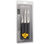 ARCOS Nova - Juego de 3 Cuchillos Mondadores en Acero Inoxidable NITRUM®. Negro