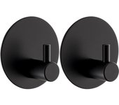 Colgadores Adhesivos Resistentes 2 Piezas, Colgador Adhesivo Sin Taladro Ganchos Adhesivos Para Pared Acero Inoxidable 304 Perchas Adhesivas Con Almohadillas Adhesivas Para Cocina Y Baño Negro