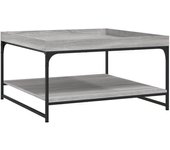 vidaXL Mesa de centro madera de ingeniería y hierro 80x80x45 cm Negro, Roble Sonoma, Roble ahumado Mesita de Salón o Comedor o Auxiliar Mesa de Café Meuble Salón