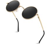 CGID E01 Estilo Vintage Retro Lennon Inspirado Círculo Metálico Redondo Gafas de Sol Polarizadas Hombre Mujer