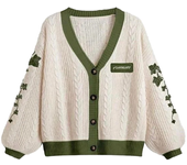 Evermore Cardigan Taylor Version Green Vine Embroidered Button Down Cable Knit Sweater Women Fall Winter Vintage Outfit