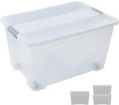 Caja de almacenaje con tapa y ruedas 52 litros 40x57x32cm pp transparente archivo 2000 cp1482052 cs tp
