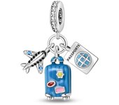 Silver Color Travel and Vacation Series-Three-piece Wave Pendant Fit Pandora Bracelet DIY Charm For Women Jewelry Fashion Gift