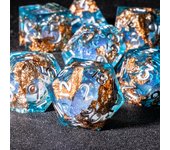 7PCS Sharp Resin Dice Set Liquid Core Dice & Sharp Edge Role Playing Games Dice,Gold foil resin dice