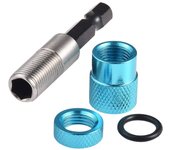 Portapuntas de destornillador de profundidad ajustable, vástago hexagonal, 1/4" con punta magnética y vástago endurecido, soporte de barra de liberación rápida, azul cielo