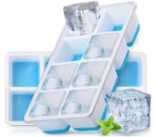 Bandeja grande para cubitos de hielo con tapa, paquete de 2 bandejas de silicona para cubitos de hielo, con certificación LFGB y sin BPA, moldes para cubitos de hielo para cerveza, cócteles y whisky.