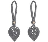 2 PCS Hand-woven Macrame Curtain Tiebacks With  Buttons Woven Leaf Shape Tassel Curtain Straps Mini Wall Tapestry Nordic Style