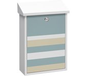 ARREGUI Premium Buzón Exterior de Acero Tamaño M (Correo DIN A4 y Revistas) | con Serigrafía Decorativa | Buzón de Pared Mediano | Antilluvia | Fácil de Instalar | Blanco