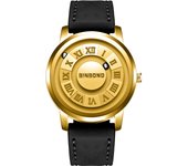 BINBOND Top Luxury Man Watch Waterproof Creative Scrolling Men Wristwatch High Quality Leather Men's Quartz Watches+Box Reloj