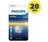 Pack de 20 Pilas de Botón Philips CR2016/ 3V