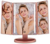 Espejo Maquillaje con Luz Bellatrix de Boston Tech®  Ampliación 1X/2X/3X/10X   3 Pliegues Ajustable + Barra de luz LED + Rotación Ajustable de 180 °  Fuente de alimentación Doble + Pantalla Táctil