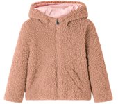 Chaqueta infantil con capucha pelo sintético borreguito coñac claro 92