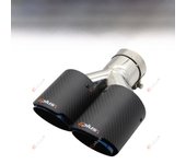 EPLUS Car Carbon Fiber Matte Muffler Tip Y Shape Double Exit Exhaust Pipe Mufflers Nozzle Decoration Universal Stainless Blue