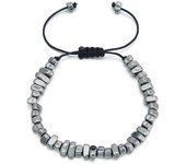 Nueva pulsera de cuentas de cálculos biliares de hierro irregulares ajustable tejida a mano para joyería de mano de hombre