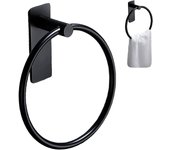 Toallero de Anilla, Toallero en Forma de Anillo Negro, Anillo De Toalla para Baño, Porta Toallas Redondo, Acero Inoxidable Percha De Baño, Anillo De Toalla para Baño, Cocina, Montaje en Pared