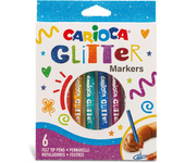 Carioca - Set 6 Rotuladores Glitter - Punta Fina Ø 1 mm y Tinta Base Agua para Decorar