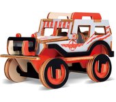 DAM. Puzzle 3D madera Todoterreno Willy 40 piezas. 12,1x7,5x7,7 cm. 12x8x7cm.