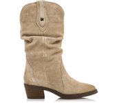 botas de tacón mujer teo beige con cierre cremallera y tipo de puntera afilada