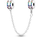Real 925 Sterling Silver Stars & Moon Sunflower Safety Chains Spacer Beads Charms Fit Pandora 925 Original Bracelets DIY Jewelry