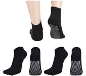 2 Pairs Yoga Socks for Pilates for Martial Arts Fitness Dance Ballet Workout with Arch Support Full Toe Ankle Fall Prevention Grip Socks
