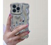 Luxury Wrinkle Meteorite Texture Case for iPhone 15 14 13 12 Pro Max 11 X Xr Xs 7 8 Plus SE Plating Glossy Wave Pure Color Cover