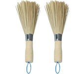 Set of 2 bamboo cleaning brushes for kitchen