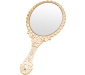 Rose Gold Portable Vintage Makeup Mirror Hand Hold Oval Round Mirror Noble Restore Ancient Ways Court Mirror Beauty Tool