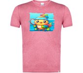 MERCHANDMANIA CAMISETA ROJA MEZCLA pajaro tenista deporte tenis animal moda verano tshirt