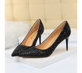 Women 7cm 9.5cm High Heels Bling Pumps Wedding Bridal Scarpins Sparkly Heels Lady Party Sequins Nightclub Evening Gold Red Shoes