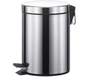 C.A - Papelera de Acero con Tapa de Bambú, 3 - 5L, Cubo de Basura Pequeño Extraíble, con Pedal, Asa para Transportar, para Baño, Cocina o Escritorio